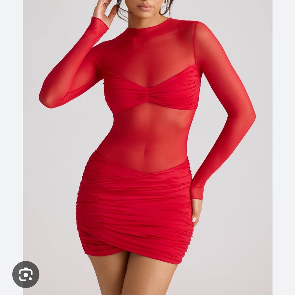 Oh Polly Essie Sheer Red Dress